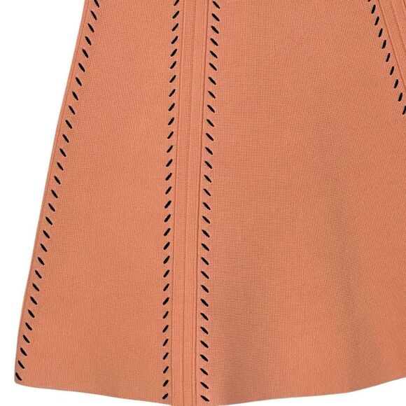 Sandro Eglantine High Waisted Knit Skater Skirt in Pink | Size 10 - Picture 3 of 10